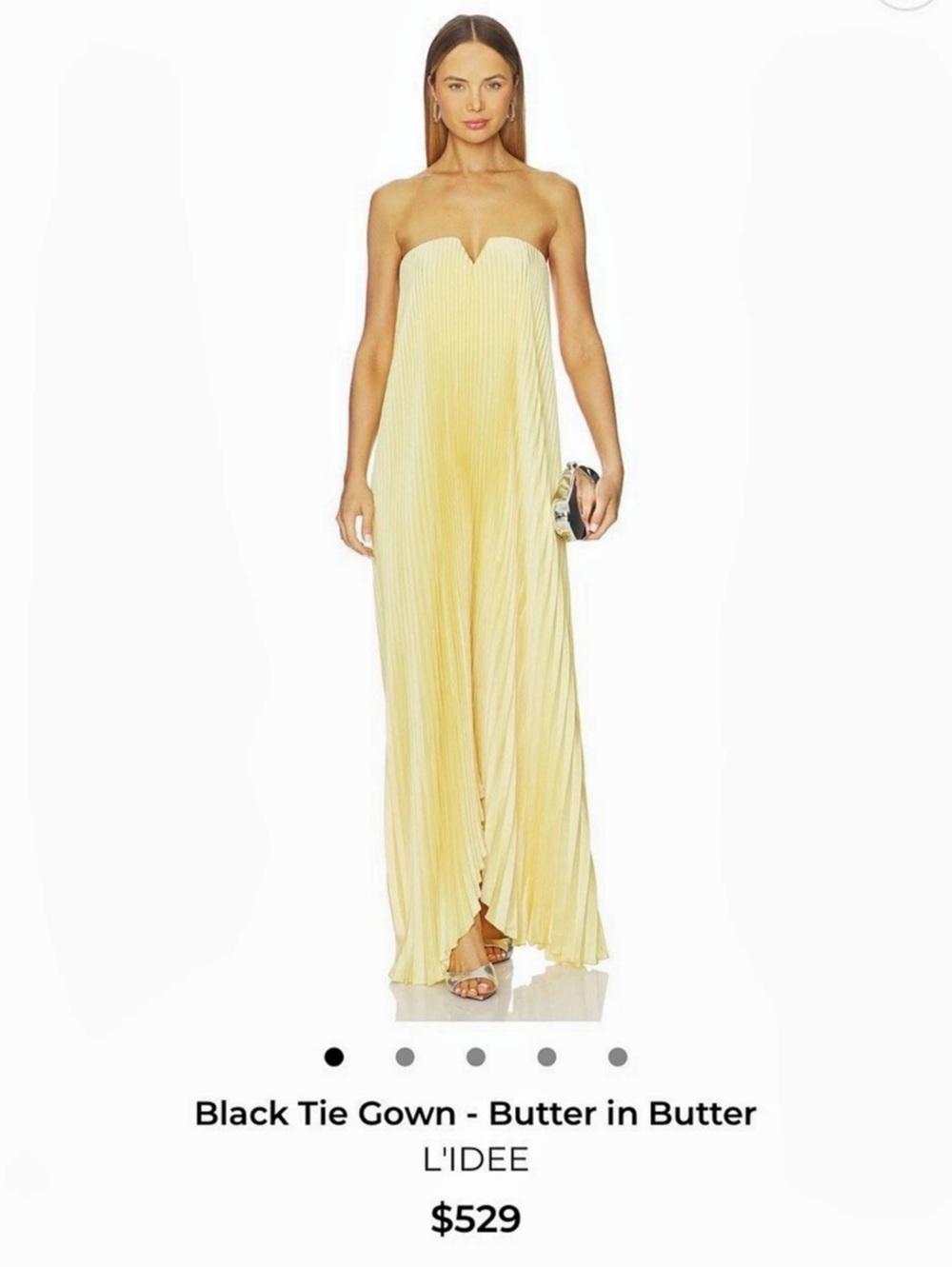 L'IDEE Black Tie Gown - Butter Pleated Maxi Dress in Yellow